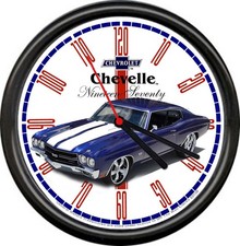 Licensed Blue 1970 Chevelle Muscle Car Chevrolet General Motors Sign Wall Clock
