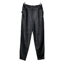 Nicole Farhi Leather Trousers Size UK14 Black Soft Vintage Moto Biker Rock Punk