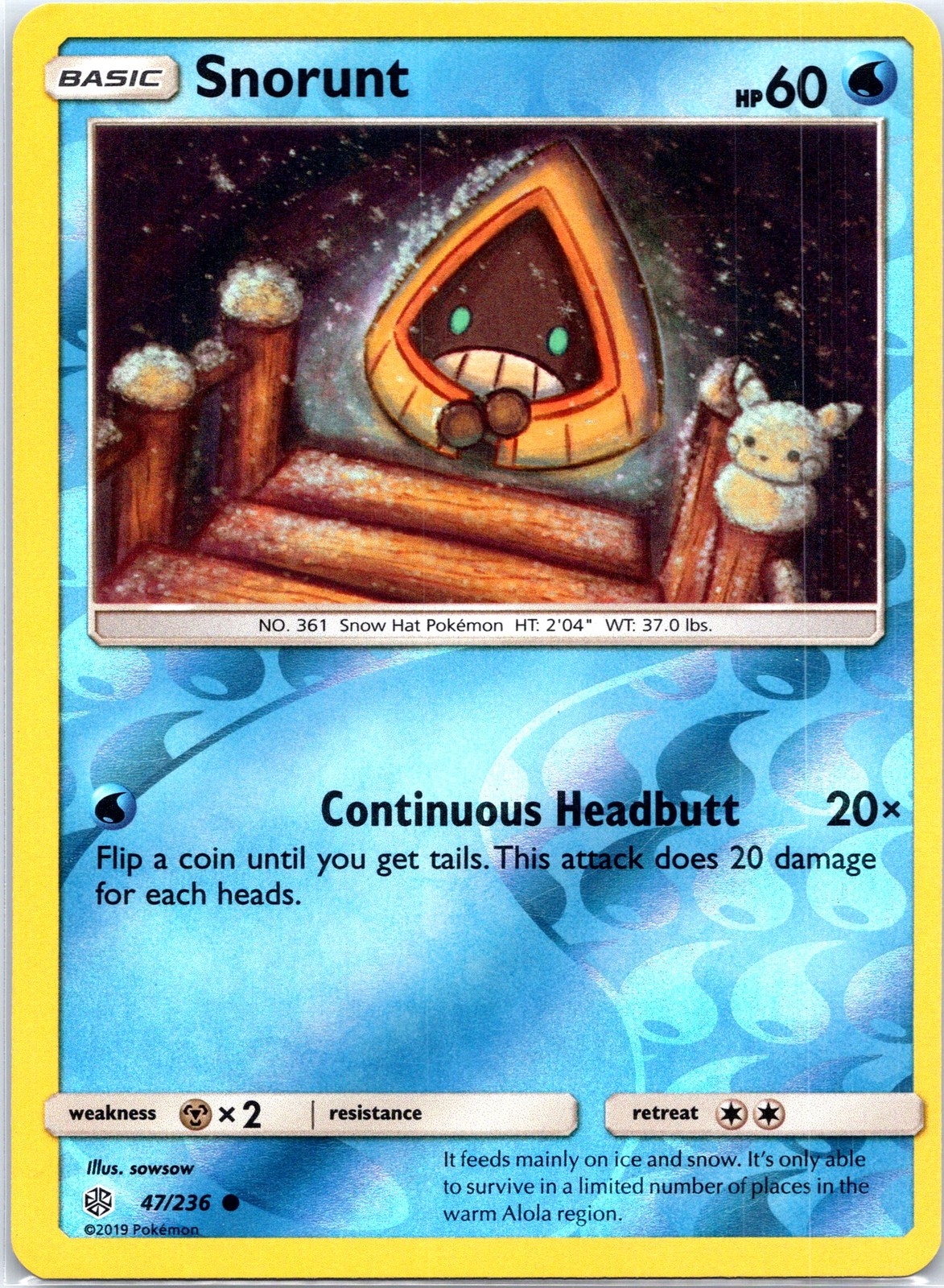 Snorunt Reverse Holo Common SM12 SM - Cosmic Eclipse 47/236 LP