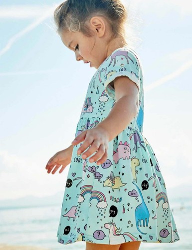 Toddler Girl's Dinosaur Summer Dresses Clothes,Short Sleeve Casual Outfits 4t... - Picture 3 of 5