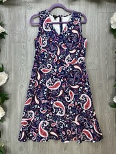 Talbots Dress Large Paisley Women’s Watercolor Print, Flounce Hem Dress V Neck
