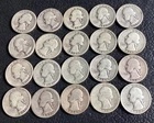 20-(half roll) 90% SILVER Washington Quarters Circulated $5FV DATES:1934-1937