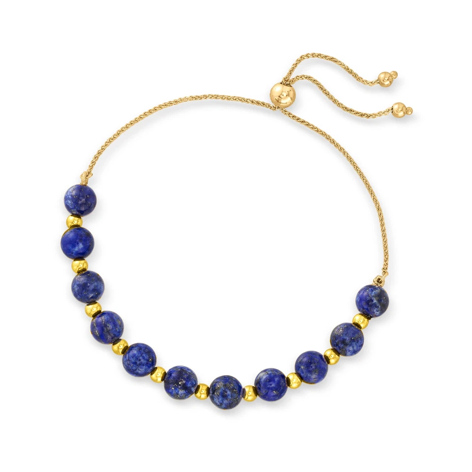 Ross-Simons Lapis and 14kt Yellow Gold Bead Bolo Bracelet - Image 3 of 4