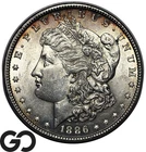1886 Morgan Silver Dollar Coin, Nice Lustrous Choice BU++