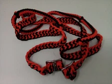 Showman 7' Braided Nylon Barrel Reins with Easy Grip Knots 27109-2 Red and Black