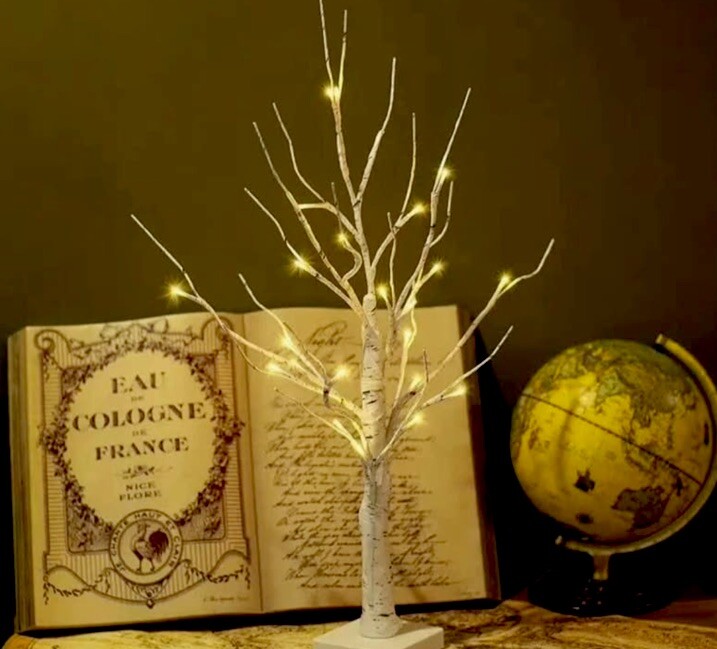 New Birch Tree With LED Lights 2ft Xmas Decoration In Box