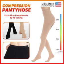 Medical Compression Pantyhose Closed Toe 25-35mmHg Black Beige Support Tights