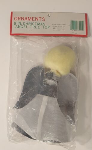 Vtg Angel Christmas Tree Topper Blow Mold Face 8” Tall Taiwan 80's NEW In Pkg - Picture 4 of 6