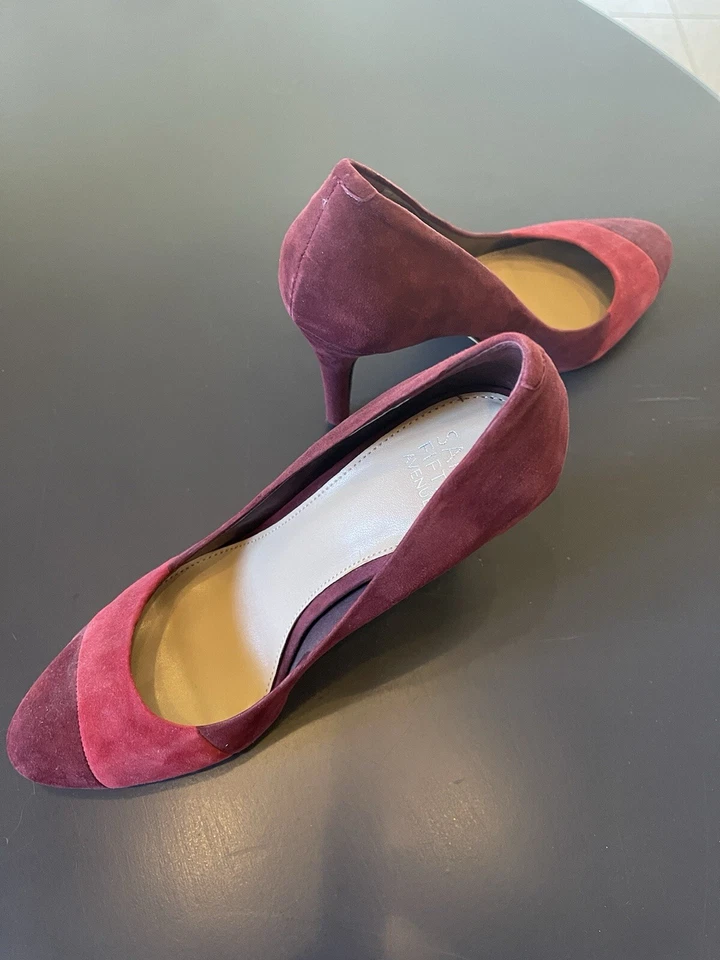 Saks Fifth Avenue Magenta Suede Pumps Size 9B Worn Once! - Image 2 of 4