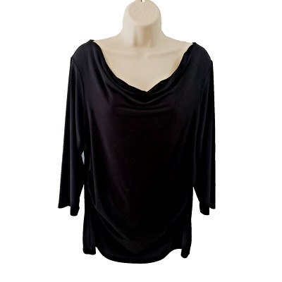 NY & Co W's L Drape Neck 3/4  Black Stretchy Formal Gothic Witch Work Halloween