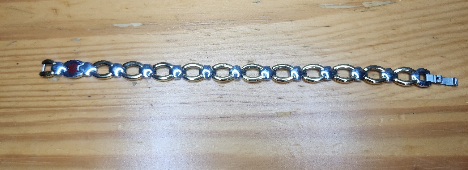 Walgreens Medical ID Diabetes 8" Bracelet Stainless Steel Silver & Gold