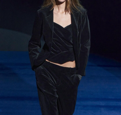 S さん オーダー Zara ZW Collection Velvet Blazer Jacket Notched Lapel Black M L XL