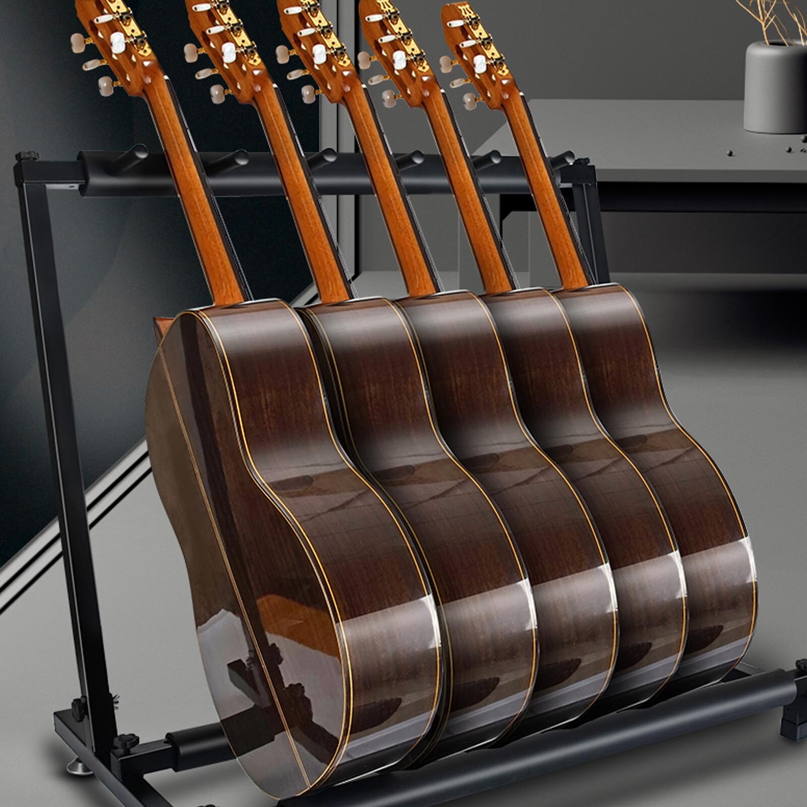 Black 5 Way Multi Guitar Rack Stand Padded Electric Acoustic Bass