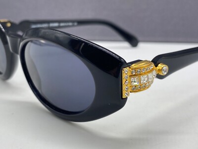 Ferre Sunglasses Women's Black Rhinestone Round Oval GFF 380 Full Rim