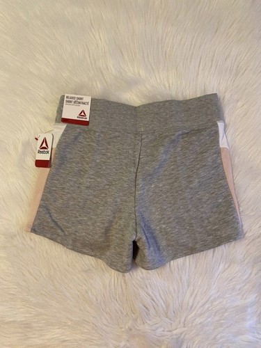 Pantalones Cortos Reebok Para Mujer Talla Pequeña Gris Rosa Blanco Colorblock Relajado Short - Imagen 5 de 7