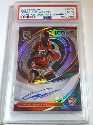 2021 Spectra Dominique Wilkins AUTO MARBLE 5/5 Icons Autographs - PSA 9 (POP 1)