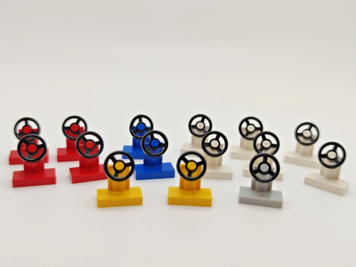 Lego City / Town - 15x Lenkrad Steering Wheel 3829c01  rot blau gelb weiß grau
