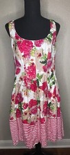 Nine West  Sleeveless Floral Stripes Pleated  Summer Dress Sz8