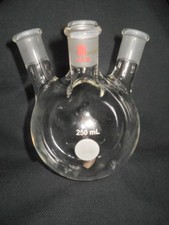Synthware 14/20 Glass Angled 4-Neck 250mL Round Bottom Flask w/ Stir Bar Inside