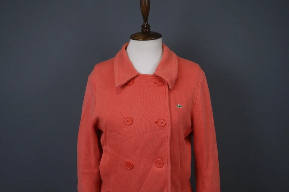 Lacoste оранжевый хлопок двубортный воротник пони логотип блейзер куртка размер 44 - Изображение 2 из 4