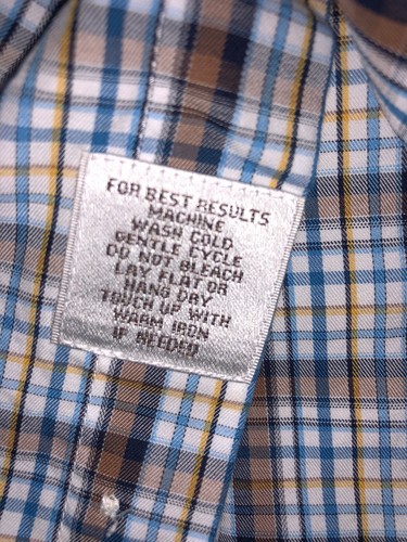 Mens PETER MILLAR Blue & Brown Plaid Cotton Shirt Button Down Size Large - Picture 5 of 5