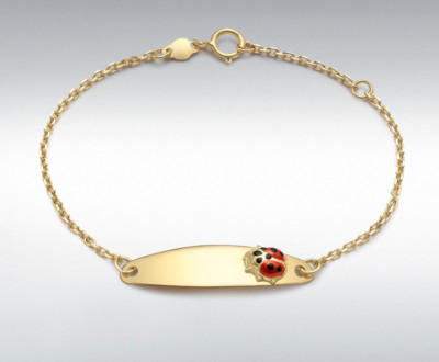 Verstellbares Armband Marienkäfer Kinderidentität 9 kt Gelbgold