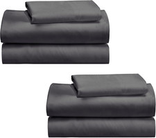 Soft 100 Cotton Twin XL Sheet Set - 2-Pack, Deep Pocket Cooling Sheets, Grey