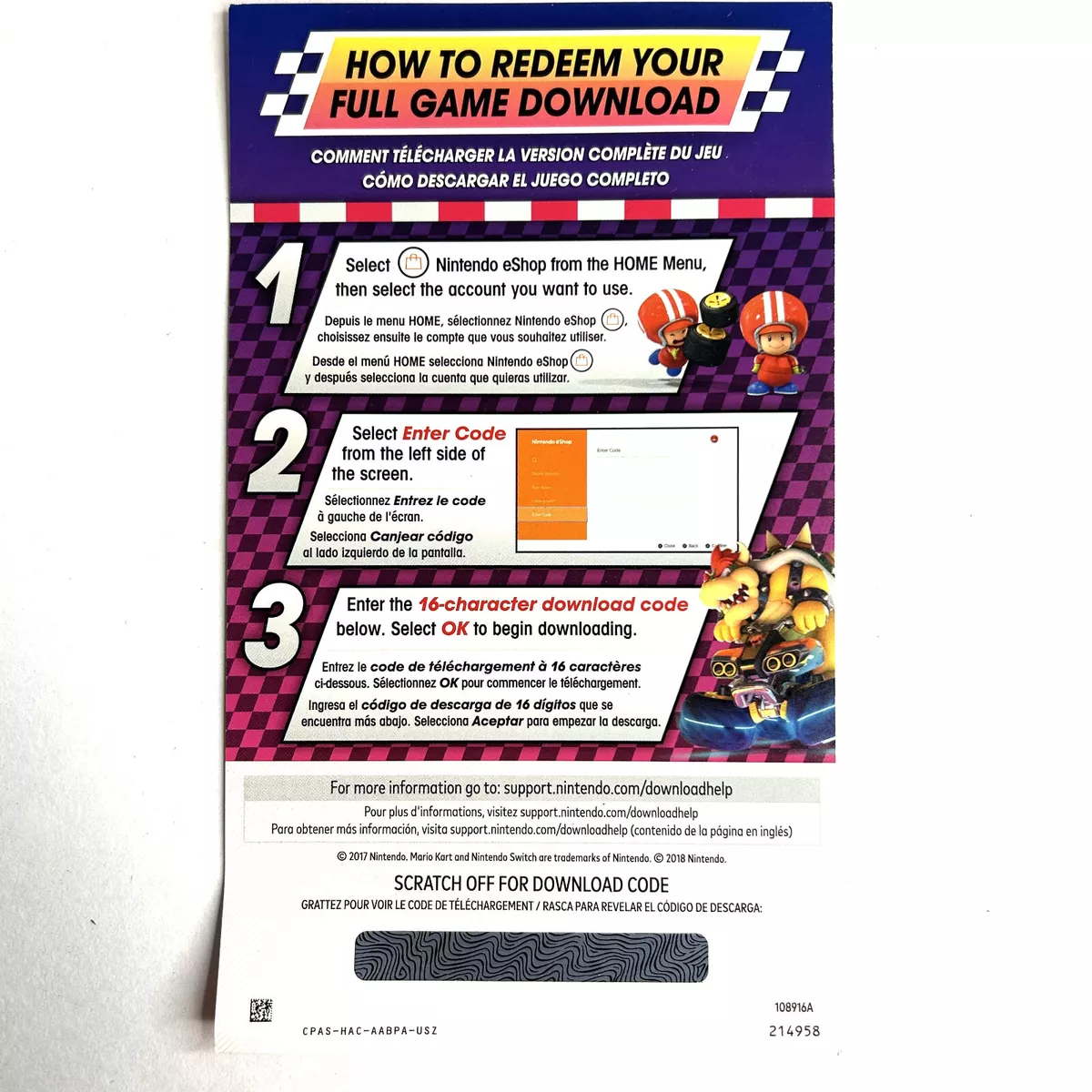 Mario Kart 8 - Deluxe - Nintendo Switch Download code shipping only