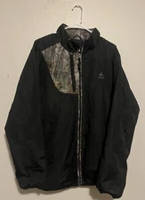 Realtree Camo Full Zip Hunting Jacket Windbreaker Black Large