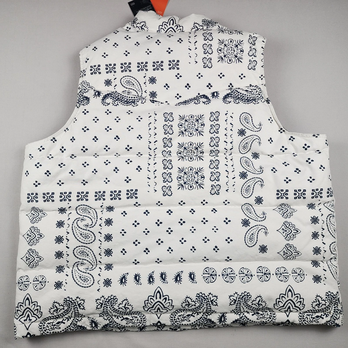 Levi's Performance Western Super Puffer Vest Mens Size XXL White Blue Down NEW