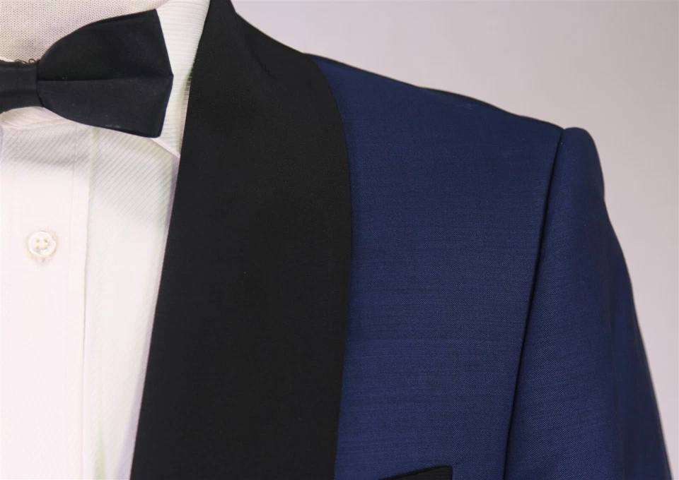 Traje formal de esmoquin Sahil Aneja personalizado a medida azul real solapa 1 btn 40R Foto 4 de 4