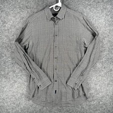 Ermenegildo Zegna Sport Dress Shirt Men's M Houndstooth Plaid Long Sleeve Button