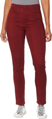 DG2 Diane Gilman Virtual Stretch Printed Skinny Jean WINRPT 8 NEW (329)