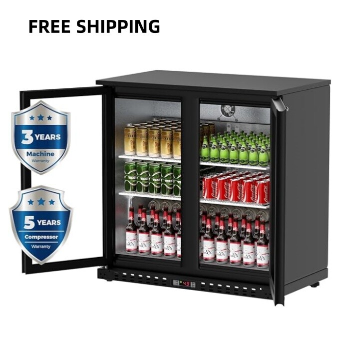Counter Height 35.4" W 2-door Back Bar Beverage Cooler Displ