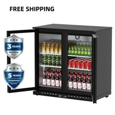 Counter Height 35.4" W 2-door Back Bar Beverage Cooler Display Refrigerator New