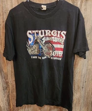 Sturgis 2016 Motorcycle Rally T-shirt American Flag USA Biker Hot Leathers Sz L