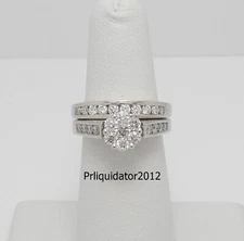 1CT Natural Diamond Engagement Wedding Ring Bridal Set 10K White Gold Band