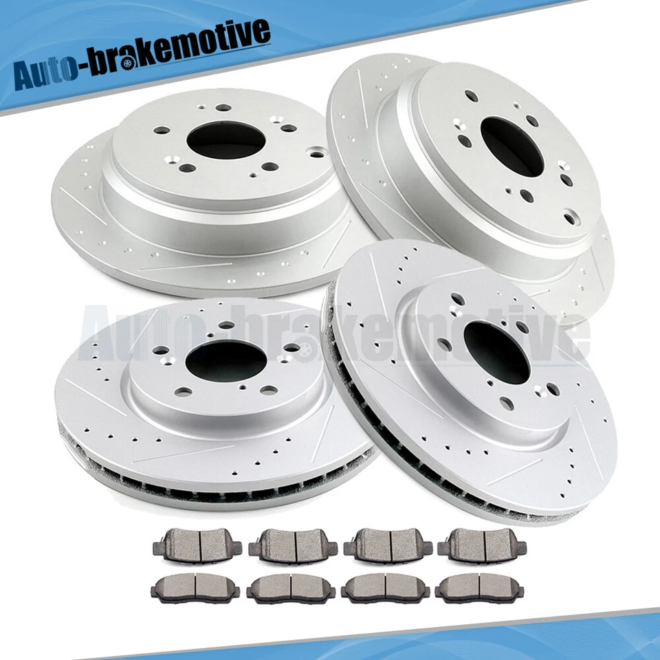 BRAKE ROTORS & CERAMIC PADS KIT FRONT & REAR FOR 2005-2010 HONDA ODYSSEY V6 Foto 4 de 4