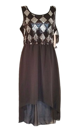 Mlle Gabrielle Midi Shift Dress Womens Sz M Black With Floral Print Side  Slits | eBay
