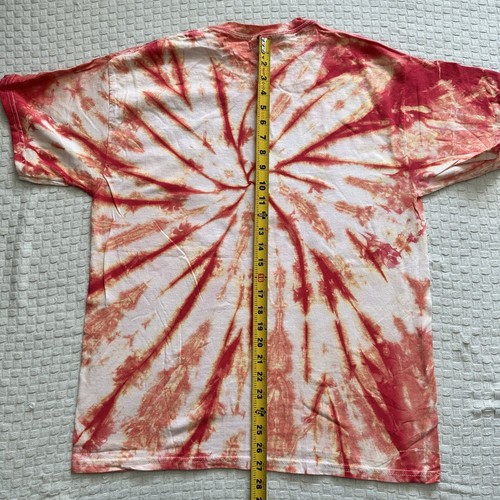 Gildan Heavy Cotton Large Adult Tie dye White Orange Crew Neck T Shirt - Picture 4 of 7