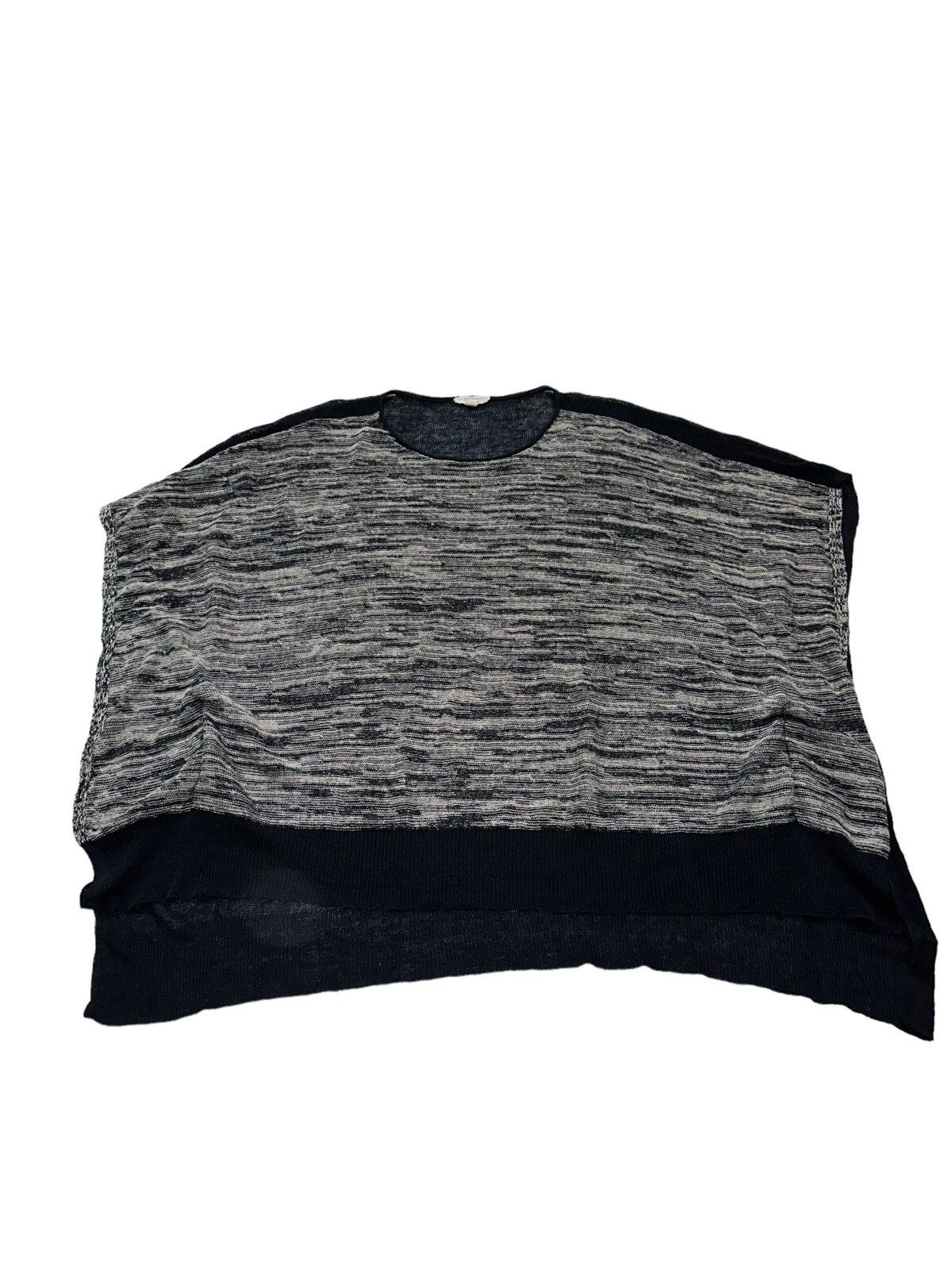 Eileen Fisher Women’s O/S Knit Organic Thin Sweater Poncho Style High Low Top