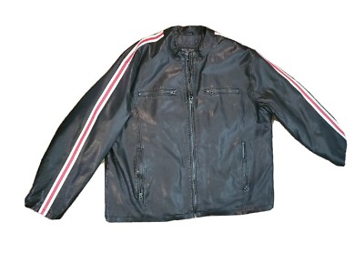 WILSON LEATHER CAFE RACER STRIPED MOTORCYCLE BIKER