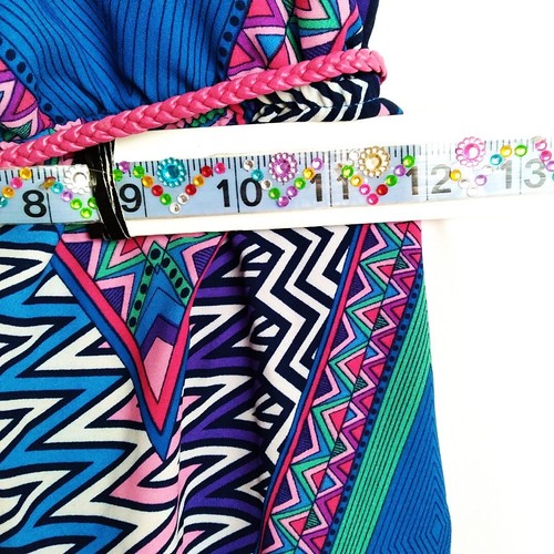 Paper Doll Aztec Womens Blue Sleeveless Maxi Dress Braided Beaded Tassel Belt 14 - Picture 9 of 10