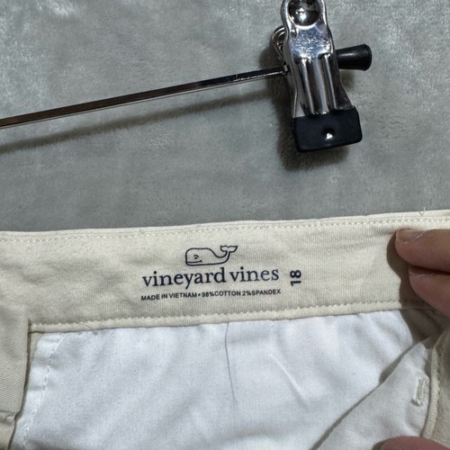 Vineyard Vines Shorts Girls Youth 18 Beige Chino Side Pockets Belt Loops - Picture 3 of 8