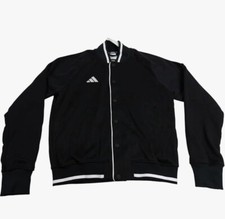 Size XL- Adidas Men’s Pinnacle Snap Button Varsity Jacket, Black.