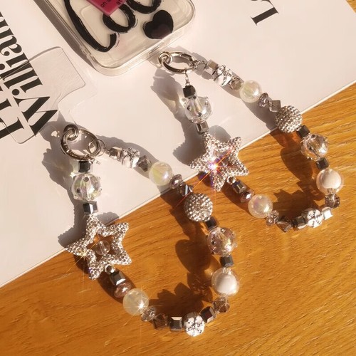 For iPhone15 14 Pro Max Rope Phone Case Chain Bling Diamond Star Bracelet Strap - Picture 4 of 11