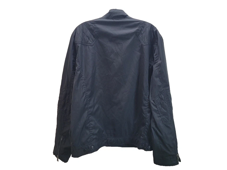 Chaqueta negra grande Attention para hombre puños con cremallera acolchado hombro ligero Foto 2 de 4