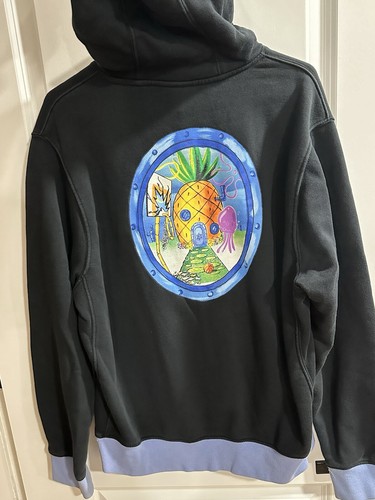 Nike Kyrie Irving X Spongebob Hoodie Pullover Black * small bleach Spot On Hood* - Picture 6 of 7