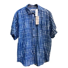 Tommy Bahama 100% Silk Daybreak Batik Short Sleeve Camp Shirt Navy Blue $135