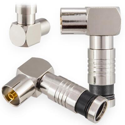 1x SAT Winkel Adapter 90° Stecker Antennen Buchse Anlage Kabel Koaxial Koax HD - Foto 7